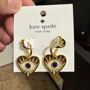 Kate Spade Gold Heart Earrings with Multicolor Accents